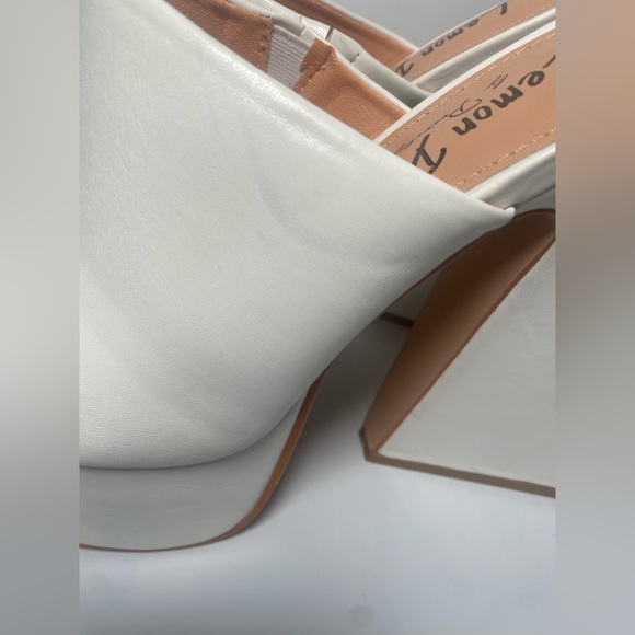 Lemon Drop White Platform Block Heel Mules - Picture 9 of 12